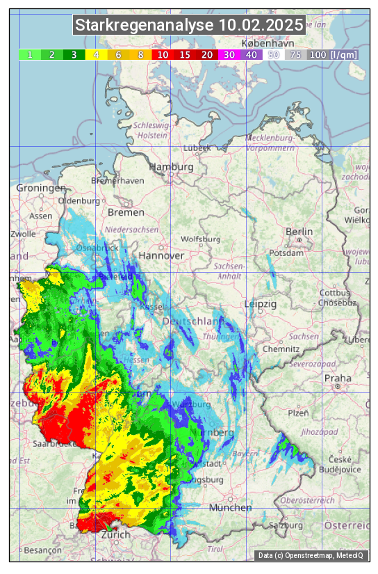 Karte mit Unwetteranalyse