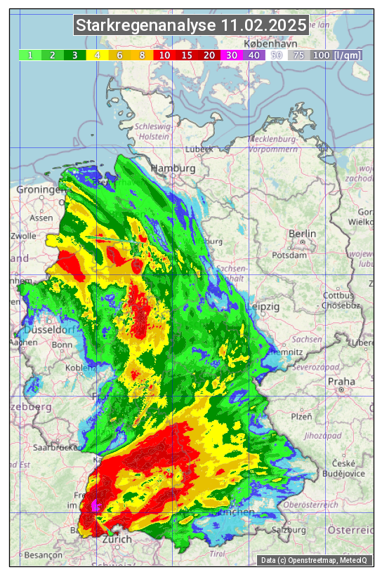 Karte mit Unwetteranalyse
