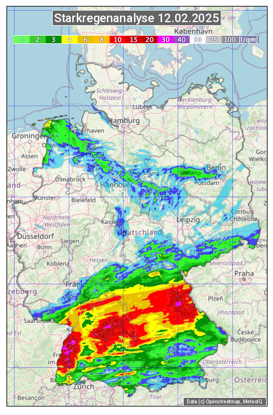 Karte mit Unwetteranalyse
