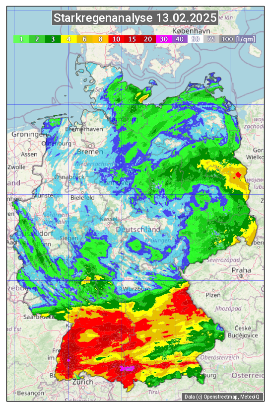 Karte mit Unwetteranalyse