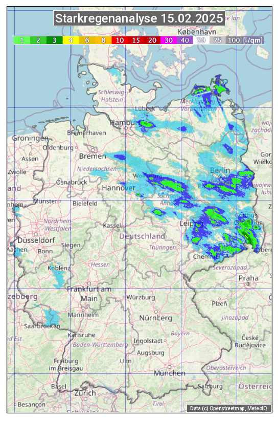 Karte mit Unwetteranalyse