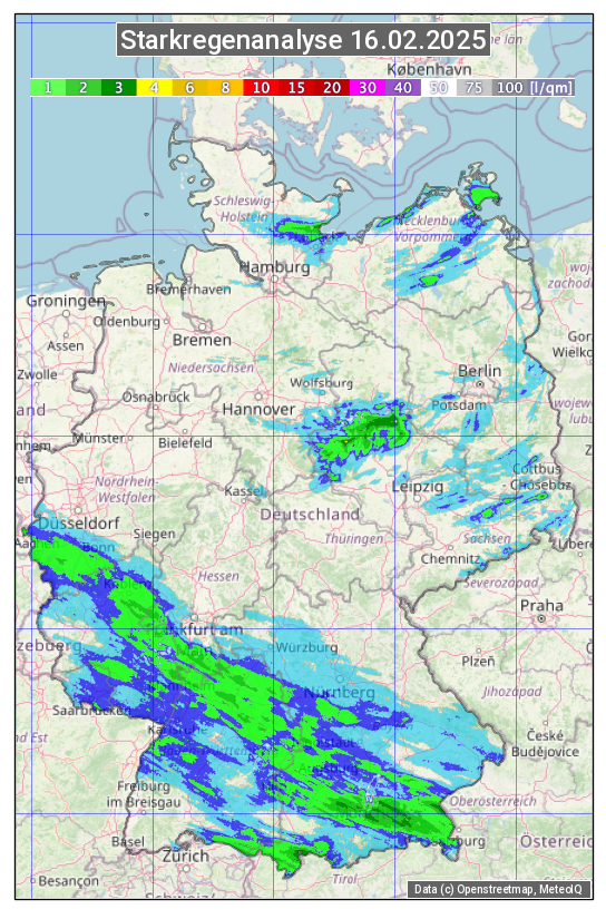 Karte mit Unwetteranalyse