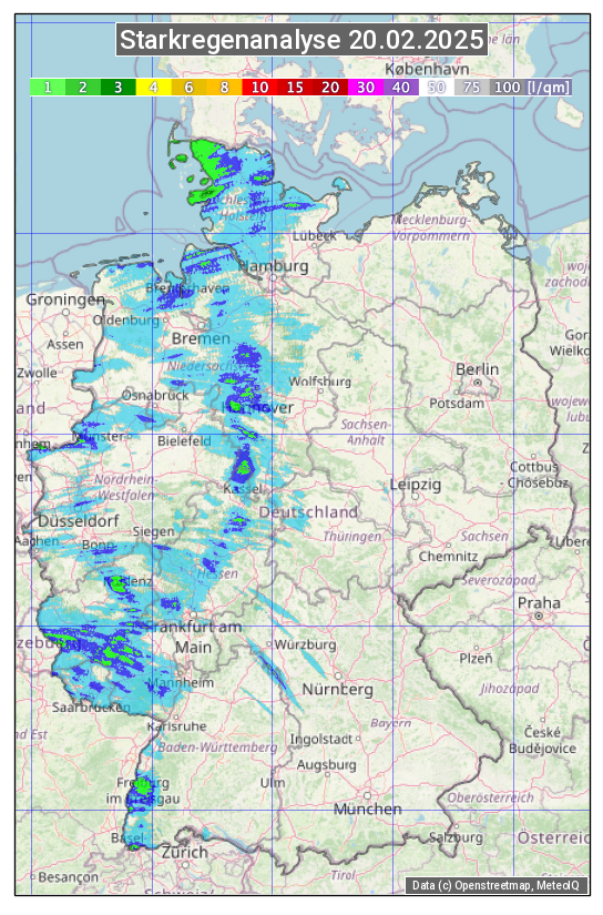 Karte mit Unwetteranalyse