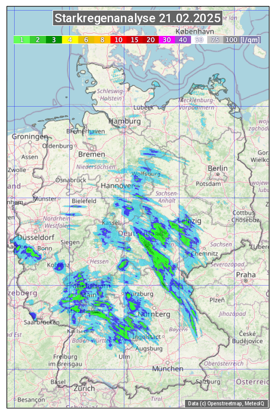 Karte mit Unwetteranalyse