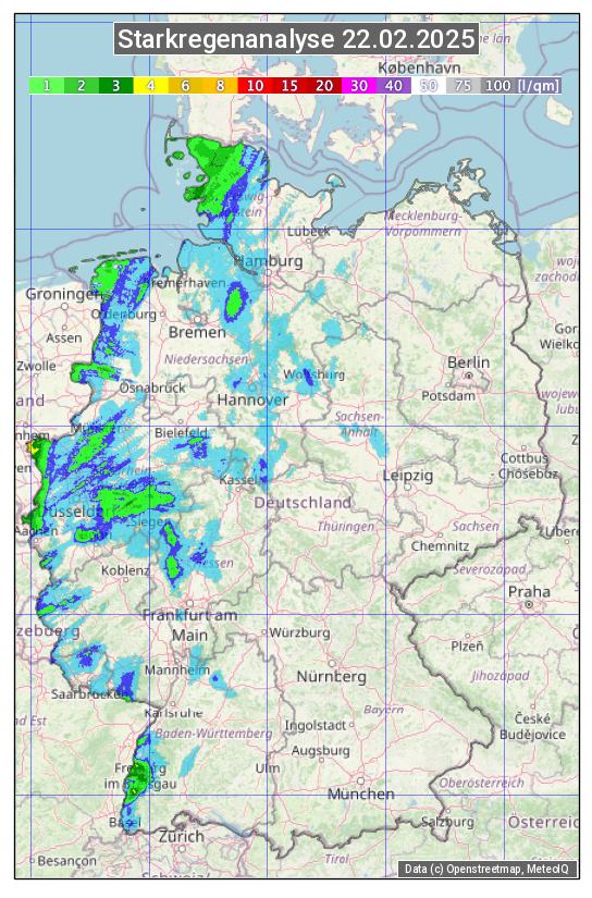 Karte mit Unwetteranalyse