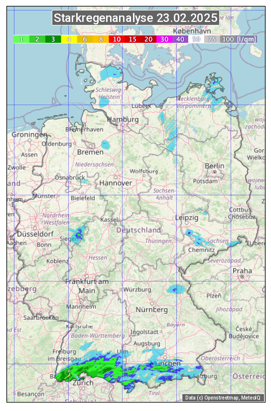 Karte mit Unwetteranalyse
