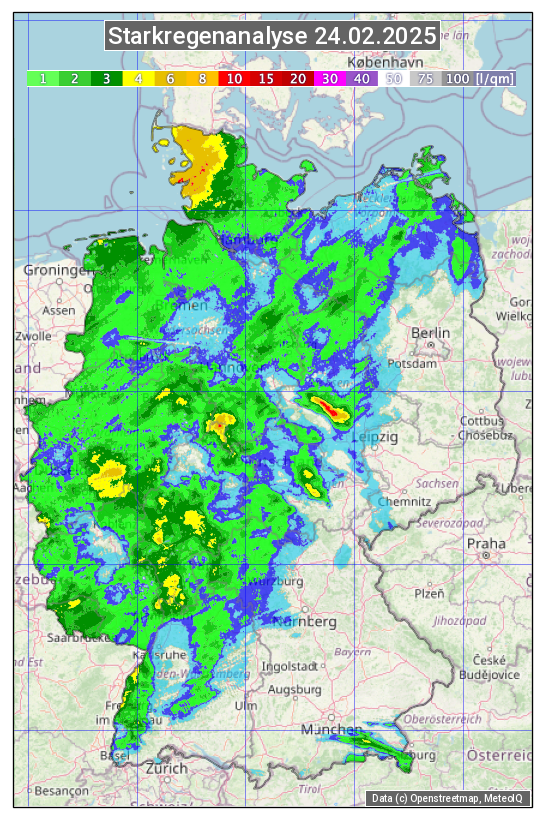 Karte mit Unwetteranalyse