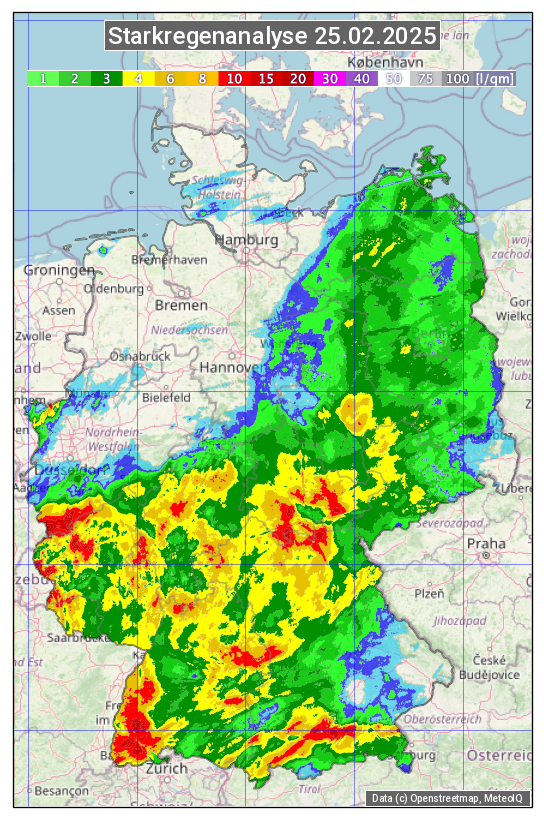 Karte mit Unwetteranalyse