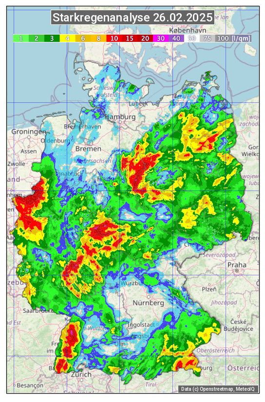 Karte mit Unwetteranalyse