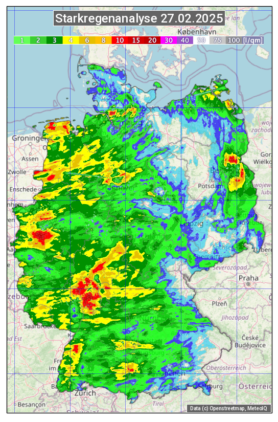 Karte mit Unwetteranalyse