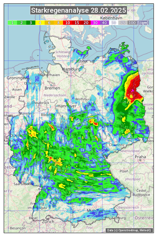 Karte mit Unwetteranalyse