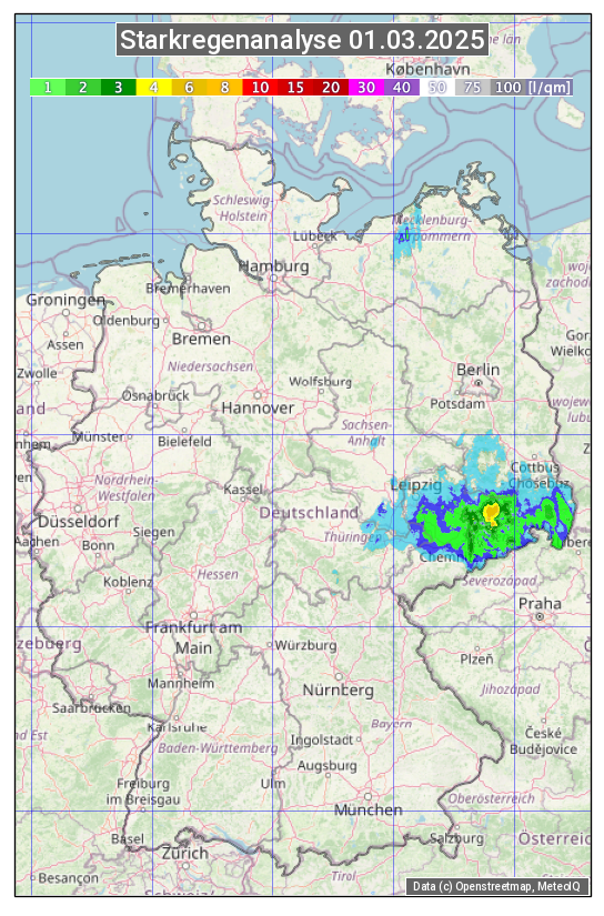 Karte mit Unwetteranalyse