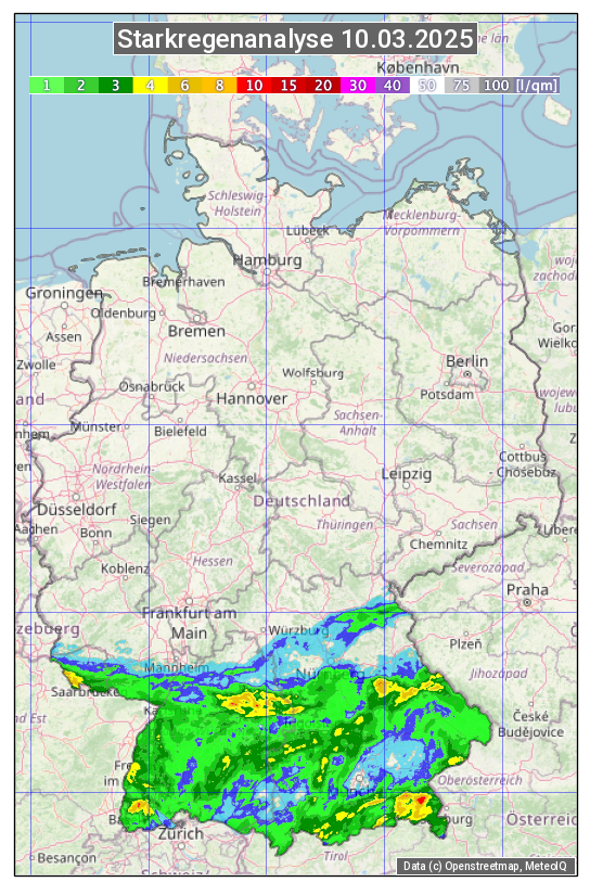 Karte mit Unwetteranalyse