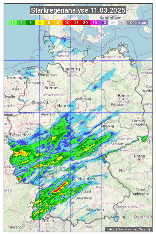 Karte mit Unwetteranalyse