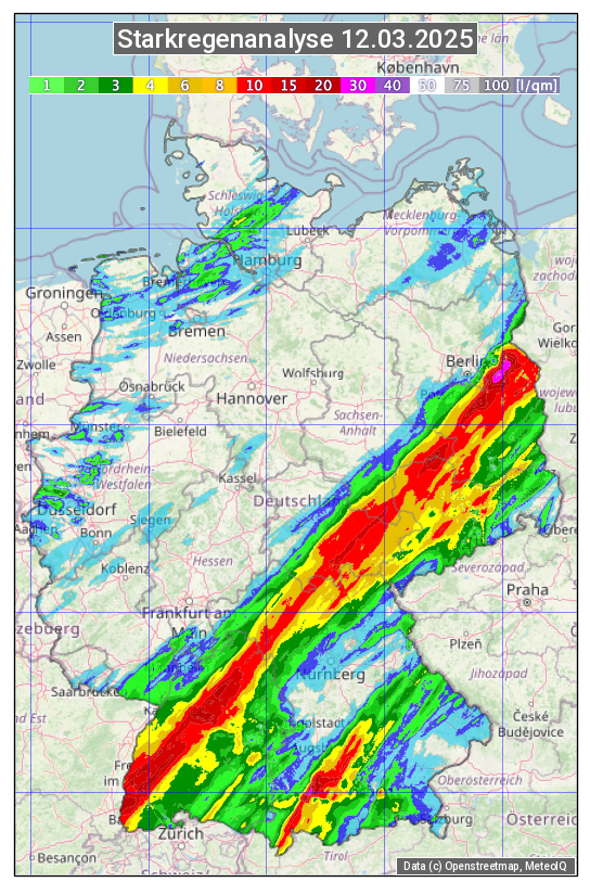 Karte mit Unwetteranalyse