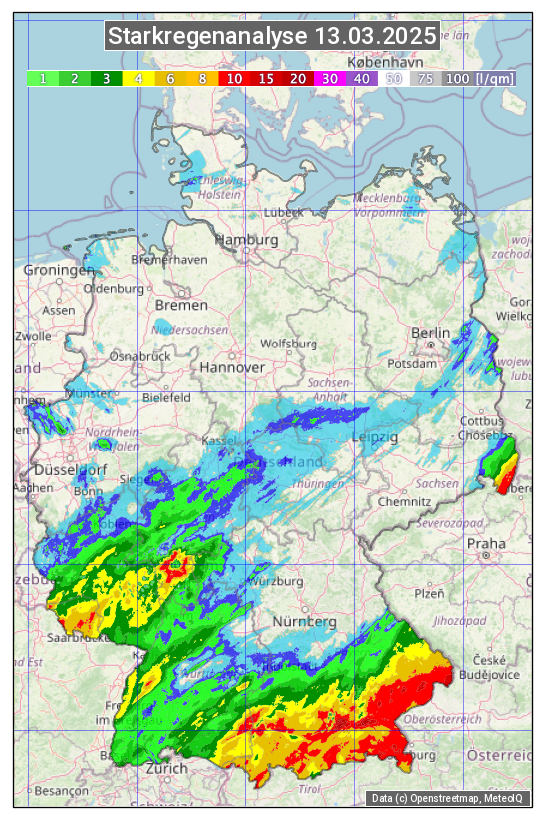Karte mit Unwetteranalyse