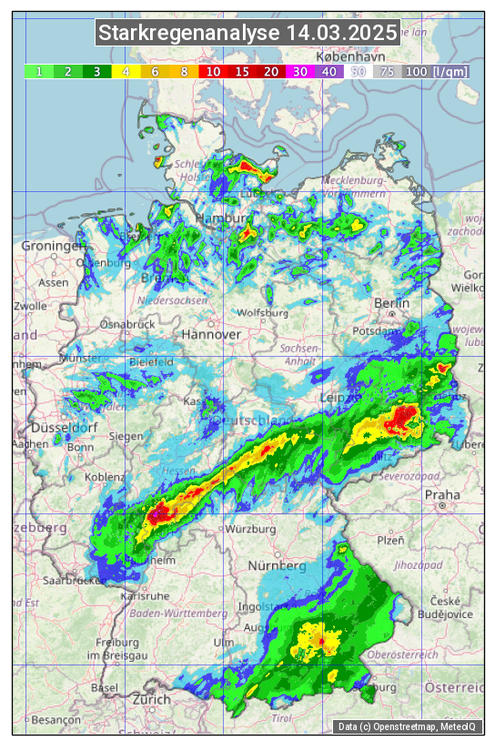 Karte mit Unwetteranalyse