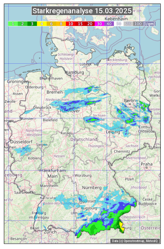 Karte mit Unwetteranalyse