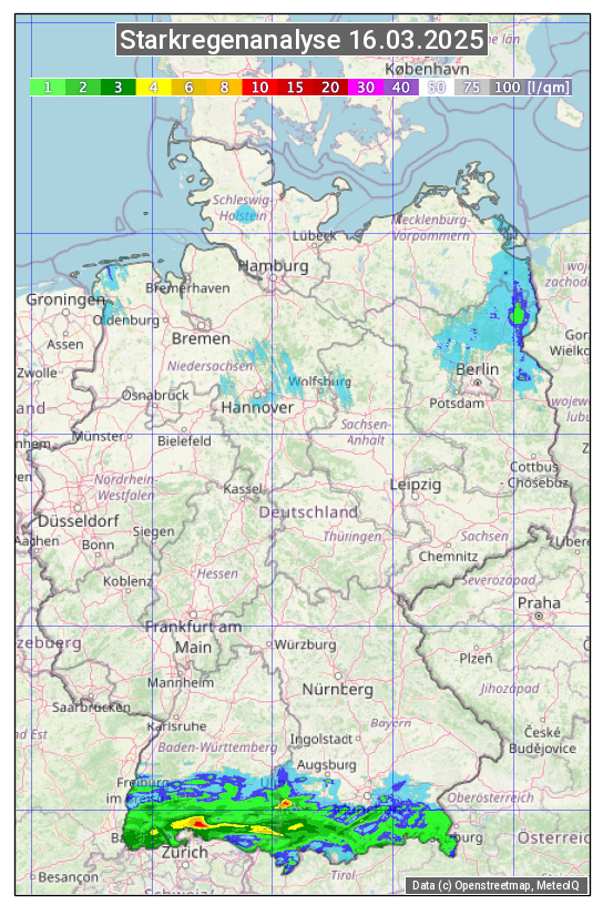 Karte mit Unwetteranalyse