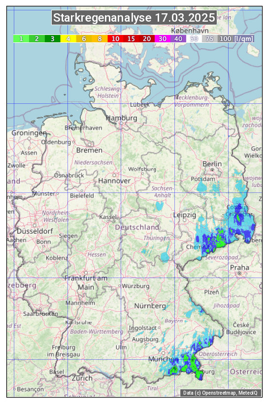 Karte mit Unwetteranalyse