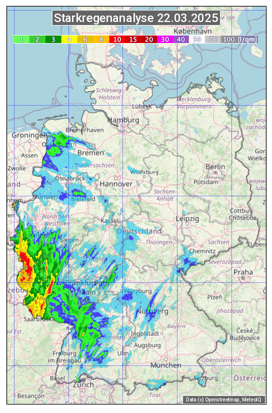 Karte mit Unwetteranalyse