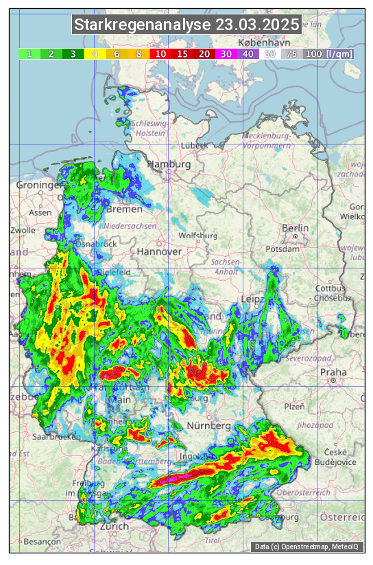 Karte mit Unwetteranalyse