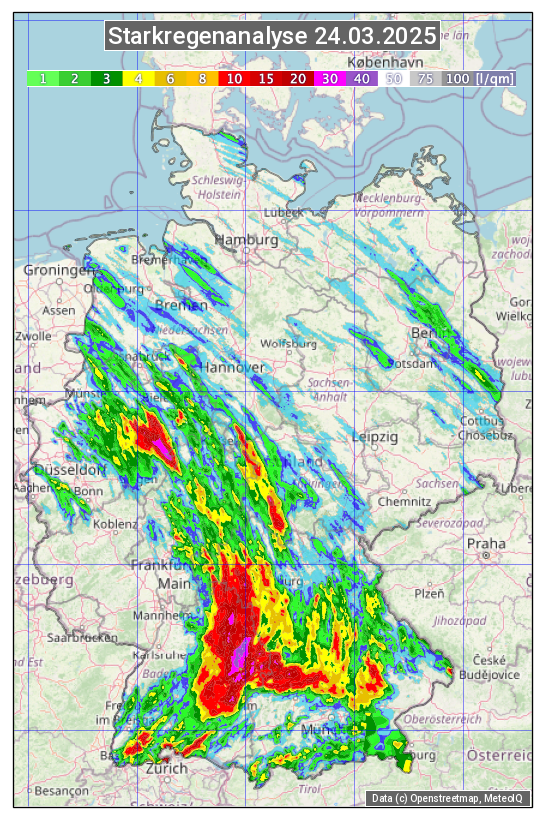 Karte mit Unwetteranalyse