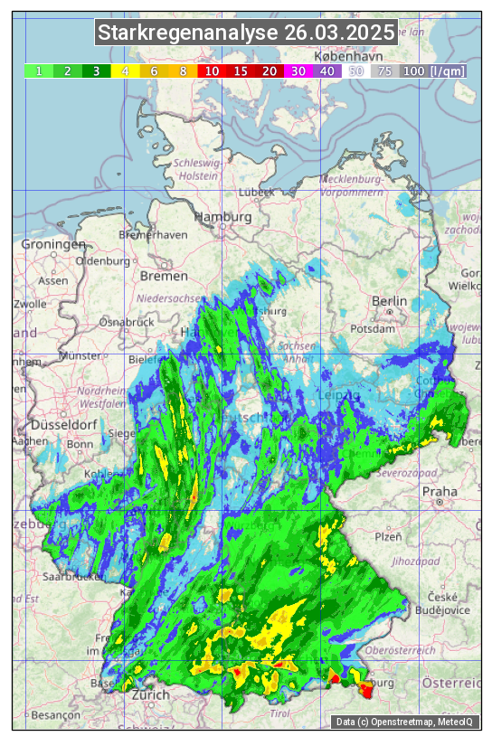 Karte mit Unwetteranalyse