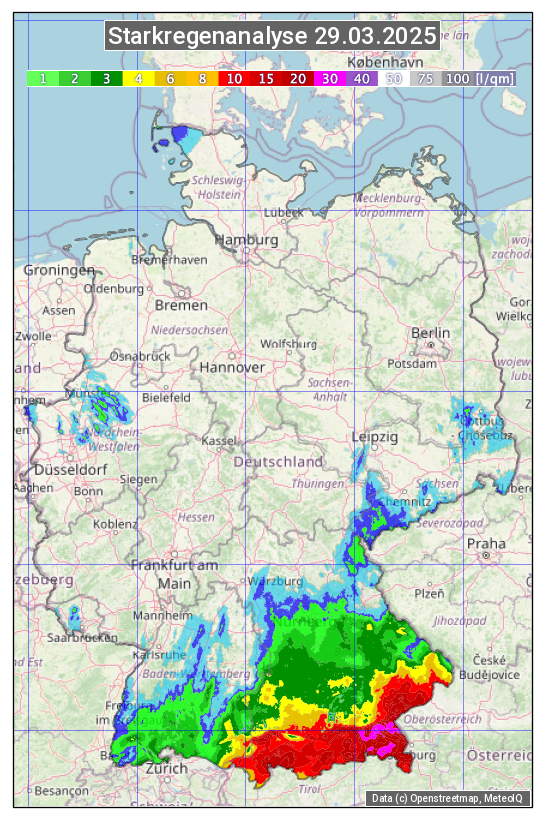 Karte mit Unwetteranalyse