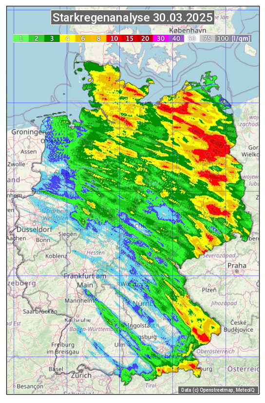Karte mit Unwetteranalyse