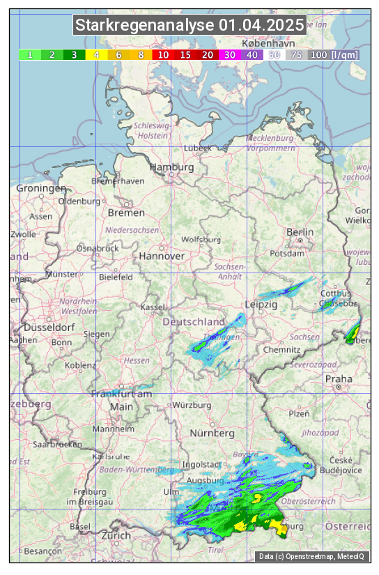 Karte mit Unwetteranalyse