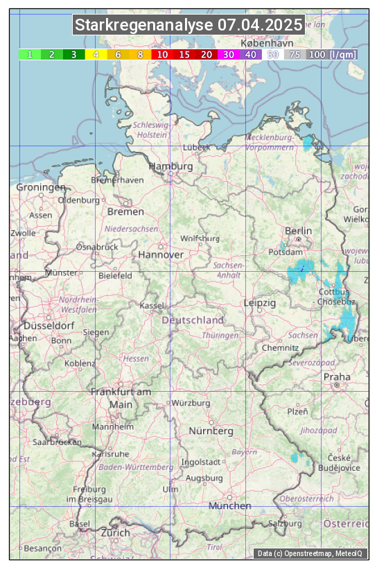 Karte mit Unwetteranalyse
