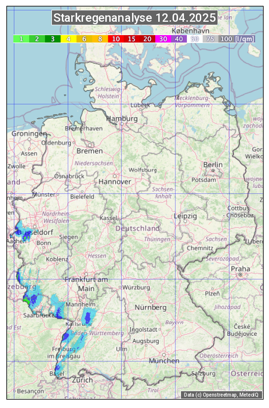 Karte mit Unwetteranalyse
