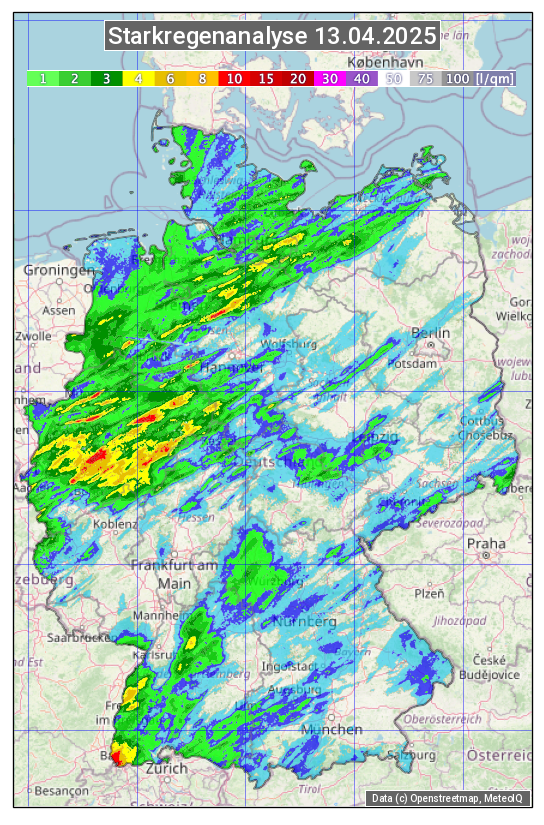 Karte mit Unwetteranalyse