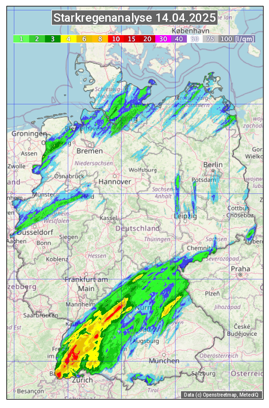 Karte mit Unwetteranalyse