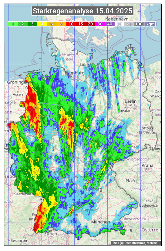 Karte mit Unwetteranalyse