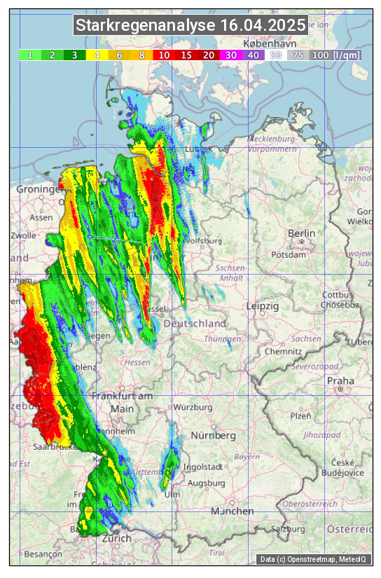 Karte mit Unwetteranalyse
