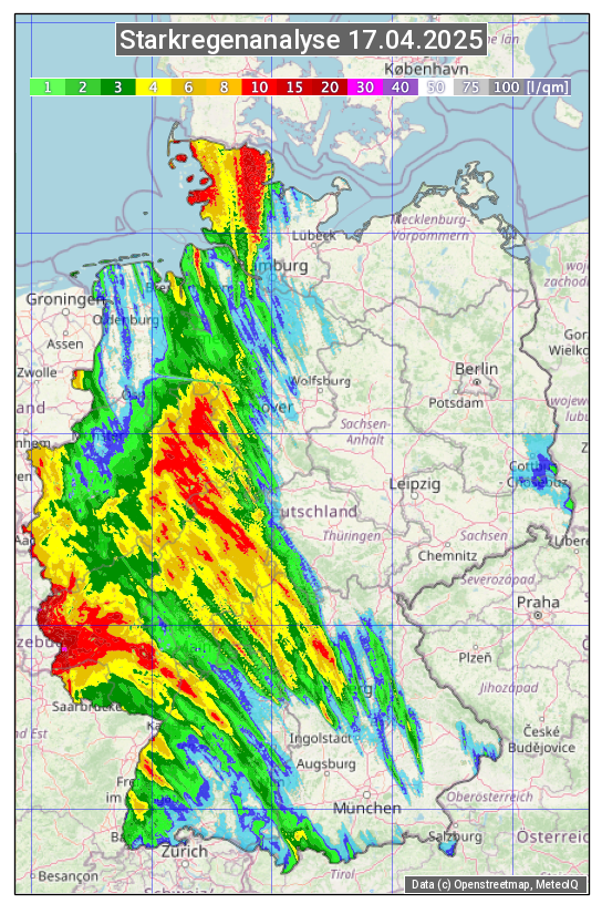 Karte mit Unwetteranalyse