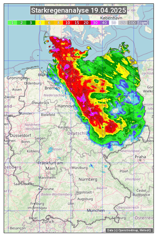 Karte mit Unwetteranalyse