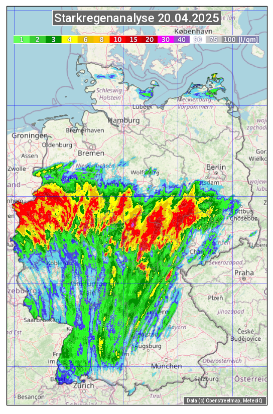 Karte mit Unwetteranalyse