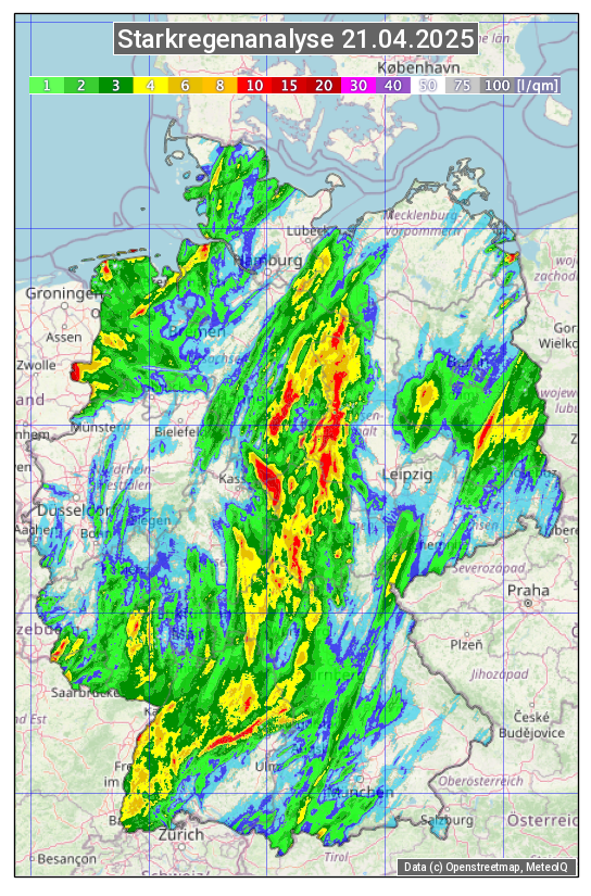 Karte mit Unwetteranalyse