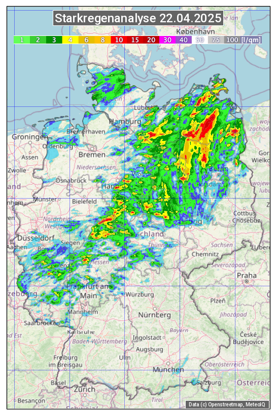 Karte mit Unwetteranalyse