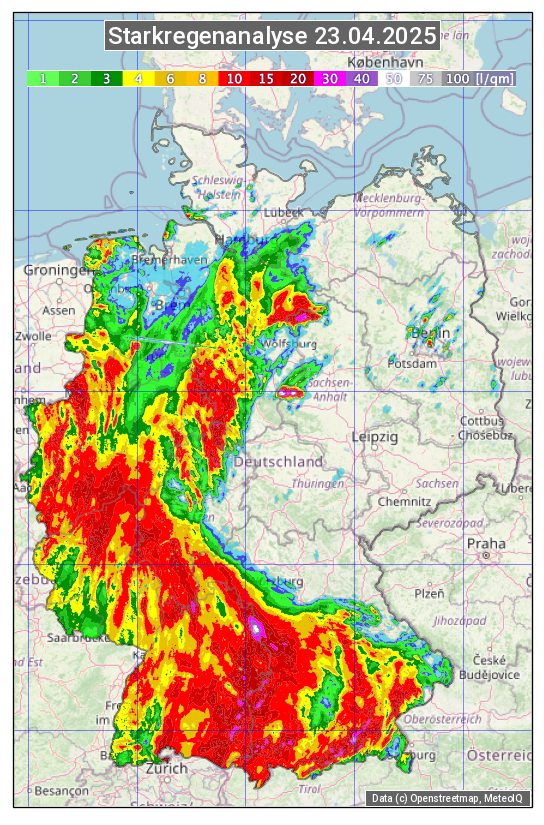 Karte mit Unwetteranalyse