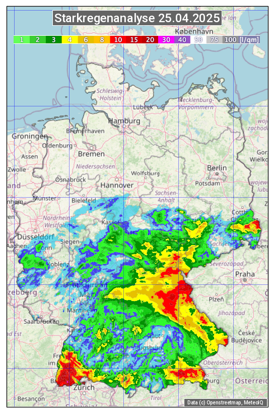 Karte mit Unwetteranalyse