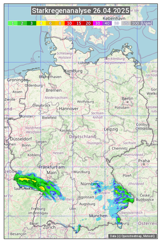 Karte mit Unwetteranalyse