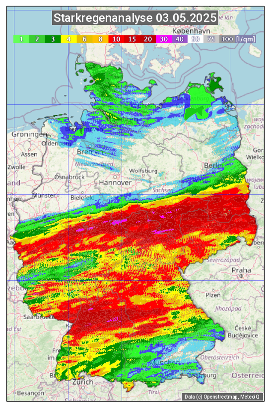 Karte mit Unwetteranalyse