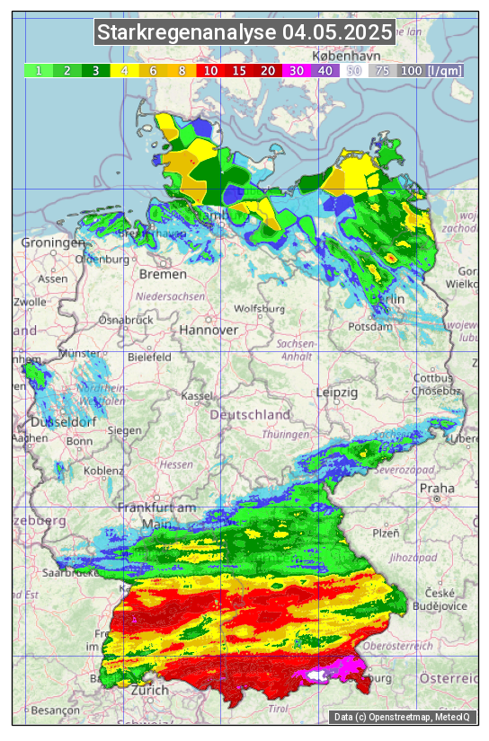 Karte mit Unwetteranalyse