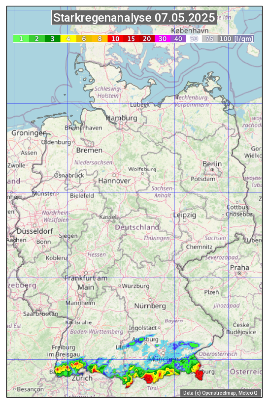 Karte mit Unwetteranalyse