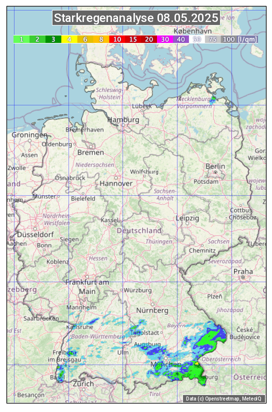 Karte mit Unwetteranalyse