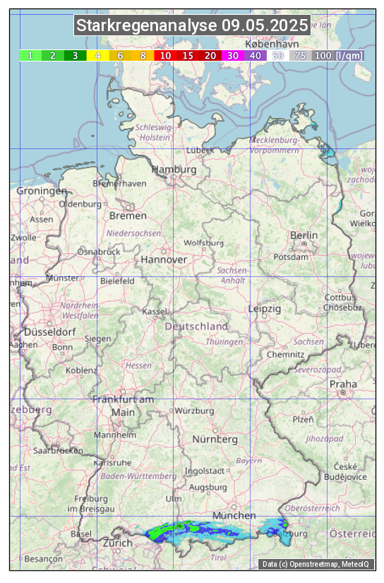 Karte mit Unwetteranalyse